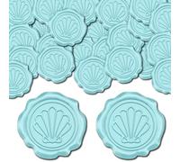 CRASPIRE 100pcs Shell Wax Seal Stickers Mint Green Decoration Stickers Adhesive Envelope Sealing Stickers for Wedding Invitation Envelope Decor Birthday Party Craft Scrapbook DIY