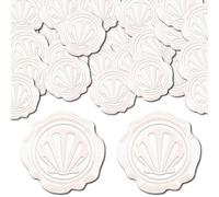 CRASPIRE 100pcs Shell Wax Seal Stickers Pearly White Decoration Stickers Adhesive Envelope Sealing Stickers for Wedding Invitation Envelope Decor Birthday Party Craft Scrapbook DIY