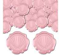 CRASPIRE 100pcs Shell Wax Seal Stickers Pink Decoration Stickers Adhesive Envelope Sealing Stickers for Wedding Invitation Envelope Decor Birthday Party Craft Scrapbook DIY
