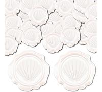 CRASPIRE 100pcs Shell Wax Seal Stickers White Adhesive Envelope Sealing Vintage Decoration for Wedding Invitation Decor Birthday Party Craft Scrapbook DIY