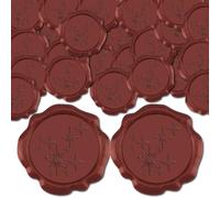 CRASPIRE 100Pcs Six Pointed Star Wax Seal Stickers 30mm Classic Red Envelope Sealing Stamp Sticker Self Adhesive for Valentine’s Day Wedding Invitation Birthday Gift Wrapping Christmas DIY Craft Decor