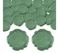 CRASPIRE 100Pcs Tree of Life Wax Seal Stickers Green Wedding Invitations Envelope Vintage Sealing Label Self Adhesive for Gift Wrapping Birthday Greeting Cards Making Christmas Valentines Day