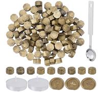 CRASPIRE 100Pcs Wax Sealing Beads Turquoise Octagon Wax Seal Beads Set with 1Pc Stainless Steel Spoon and 2Pcs Flat Round Candles for Wax Stamp Sealing Wedding Invitations Cards Envelopes Decoration