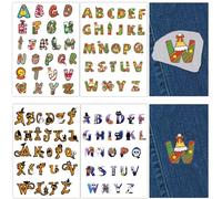 CRASPIRE 104Pcs A-Z Letters Water Soluble Embroidery Patterns Christmas Halloween Initial Alphabet Sewing Stick and Stitch A4 Transfers Fabric Stabilizers Wash Away Self Adhesive for Cloth DIY Lover