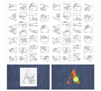 CRASPIRE 104Pcs Letter A~Z Water Soluble Embroidery Stabilizers Initial Alphabet Hand Sewing Stick and Stitch Transfers Paper Wash Away Pre-Printed Self Adhesive Patterns for Cloth Needlework Lovers