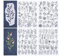 CRASPIRE 109Pcs Flower Leaves Water Soluble Embroidery Stabilizers Plants Hand Sewing Stick and Stitch Transfers Paper Wash Away Pre-Printed Self Adhesive Patterns for Bags Cloth Sewing Lovers