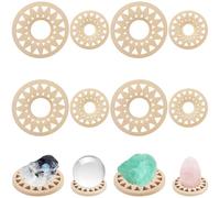 CRASPIRE 10Pcs 2 Size Wood Crystal Sphere Stands Ball Display Sunflower Shape Refined Vintage Mini Wooden Egg Rocks Holder for Show Gemstones Home Collection Decoration Display Cabinets Ornaments