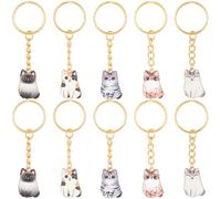 CRASPIRE 10Pcs Cat Enamel Keychain Pet Key Chains 5 Styles Alloy Colorful Small Mini Kawaii Animal Hanging Pendant Iron Keyring Keychains for Car Key Keychain Bag Purse Party Favors DIY Decoration