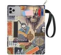 CRASPIRE 11 x 8.6 Inch Skull Book Cover Sleeve Terror Thriller Retro Protector Bookcovers Paperbacks Washable Fabric Pouch Handle Zipper Extra Pocket for Book Lovers Readers Notebook Wraps Friend Gift