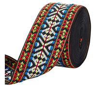 CRASPIRE 11 Yard/10m Ethnic Jacquard Ribbon Trim Woven Vintage 1.9in/5cm Wide Embroidered Trim Boho Single Face Lace Fabric for DIY Sewing Handmade Bag Clothing Hat Craft Accessories Decoration Red