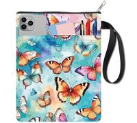 CRASPIRE 11x8.6 Book Cover Sleeve Watercolor Butterfly Orange Blue Dreamy Cloth Washable Waterproof Notebook Paperback Protector Bag Zipper Extra Pocket for Charm Christmas Graduation Readers Club