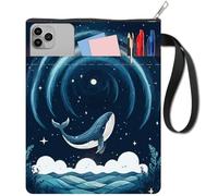 CRASPIRE 11x8.6 Inch Night Sky Whale Book Cover Sleeve Stars Blue Clouds Fantasy Cloth Washable Notebook Paperback Protector Bag Zipper Extra Pocket for Christmas Graduation Readers Club Book Lover