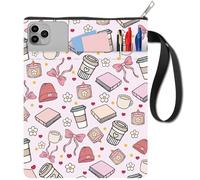 CRASPIRE 11x8.6In Book Sleeve Pink Cute Bow Hat Coffee Protector Bookcovers Paperbacks Washable Fabric Cloth Pouch Handle with Zipper Front Pocket for Book Lovers Readers Notebook Wraps Friend Gifts