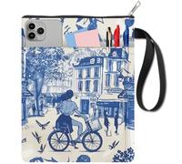 CRASPIRE 11x8.6In Book Sleeve Streets of Paris Bird Tree Protector Bookcovers Paperbacks Washable Fabric Cloth Pouch Handle with Zipper Front Pocket for Book Lovers Readers Notebook Wraps Friend Gifts