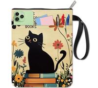 CRASPIRE 11x8.6In Book Sleeve Vintage Sunflower Cat Protector Bookcovers Paperback Washable Fabric Cloth Pouch Handle with Zipper Extra Front Pocket for Book Lovers Readers Notebook Wraps Friend Gifts
