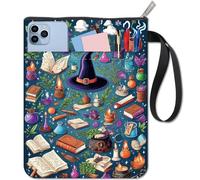 CRASPIRE 11x8.6In Cloth Book Cover Witch Hat Magic Sea Plant Fabric Sleeve Pocket Washable Reusable Double Sided Notebook Wraps Paperback Protector Bag Zipper for Book Lovers Bookworm