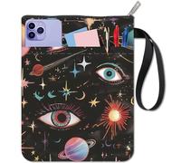 CRASPIRE 11x8.7 Book Cover Sleeve Fantasy Black Eyes Stars Universe Planets Abstract Art Notebook Wraps Fabric Book Protector Front Pocket Reusable Washable for Book Lover Reader Paperback Decoration
