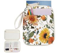 CRASPIRE 12.6x9.4In Book Sleeve Sunflower Bookcover Protector Bookcovers Paperback PU Leather Waterproof Pouch Handle with Zipper Extra Front Pocket for Book Lovers Readers Notebook Wraps Friend Gifts