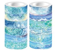 CRASPIRE 12 Rolls 60m x 15mm Decorative Tape Stickers Blue Sea World Ocean Waves Journaling Masking Adhesive Paper Tapes for Scrapbooking Bullet Junk Planner Gift Wrapping DIY Art Crafts Decoration