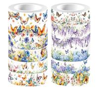 CRASPIRE 12 Rolls 60m x 15mm Decorative Tape Stickers Spring Butterfly Flower Floral Journaling Adhesive Paper Tapes for Scrapbooking Bullet Junk Planner Gift Wrapping DIY Arts Crafts Decoration
