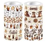 CRASPIRE 12 Rolls 60m x 15mm Decorative Tape Stickers Vintage Coffee Beads Drinks Journaling Adhesive Paper Tapes for Scrapbooking Bullet Junk Planner Gift Wrapping DIY Arts Crafts Decoration