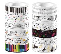 CRASPIRE 12 Rolls Music Note Tape Black White Guitar Piano Musical Notes Keys Rhythm Masking Tapes Keyboard Decorative Paper Sticker for Scrapbook Journal Birthday Party Gift Wrapping Crafts