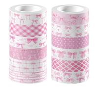 CRASPIRE 12 Rolls Washi Tape Sticker Paper Decorative Masking Tape Pink Bowknot Cute Journal Adhesive for Scrapbooking Collage Diary Junk Planner Gift Wrapping DIY Arts Crafts Decoration