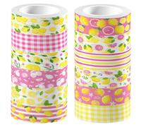 CRASPIRE 12 Rolls Yellow Lemon Washi Tape Set Friut Adhesive Stickers Decorative Masking Tapes Scrapbook Journal Planner DIY Craft Wrapping Party Supplies Card Making Art Notebook Photo Diary Envelope