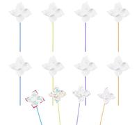 CRASPIRE 12 Sets DIY Pinwheels Craft Paper White Craft Kits Pinwheels Blank Your Own