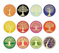 CRASPIRE 12 Styles Tree of Life Gold Foil Stickers 120pcs Round Labels Embossed Certificate Seals Decals Self Adhesive Stickers for Medal Decoration Graduation Notary Envelope Wedding Christmas