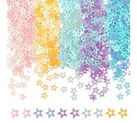 CRASPIRE 120G 6 Colors Glitter Loose Sequins Mini Hollow Star Flakes Iridescent Holographic Spangles Plastic Paillettes Bulk for DIY Scrapbook Cardmaking Jewelry Nail Polish Wedding Decorartion
