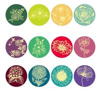 CRASPIRE 120Pcs 2 inch Round Flower Labels Floral Envelope Stickers Paper Self Adhesive Colorful Art Stickers Sunflower Round Dot Gold Foil Decals for Wall Classroom Window Scrapbook Decoration