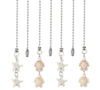 CRASPIRE 12Pcs 2 Styles Sea Turtle Ceiling Fan Pull Chain Synthetic Turquoise 14.17 Inch Starfish Summer Ocean Hanging Charm Ornament Fan Ball Chain Extender Danglers for Ceiling Fan Light Lamp Decor