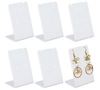 CRASPIRE 12Pcs Acrylic Earring Holder 48 Holes L Shaped Jewelry Display Stand Ear Studs Dangling Earring Necklace Clear Storage Organizer for Showcase Selling Retail Show Slant Back Merchant Marketing