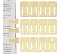 CRASPIRE 12Pcs Brass Bookmarks 1-12 Number Mini Planner Page Clips Book Marks Notebook Darts Book Markers for Reading School Work Book Lovers Teachers Classmates Friends Birthday Gifts