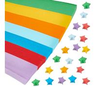 CRASPIRE 1350pcs Origami Stars Paper 7 Colors Star Paper Strip Double Sided Colorful Paper Strips for DIY Hand Origami Lucky Star Paper Decoration Folding Strips Art Crafting Supplies