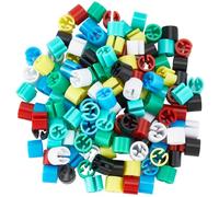 CRASPIRE 140Pcs 7 Colors Plastic Clothes Hanger Size Markers Red Black Colorful Small Column Blank Garment Coding Clip Organizer Tags for Wire Hangers Clothing Pants Number Hangers Accessories