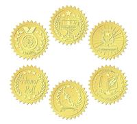 CRASPIRE 144Pcs Gold Foil Embossed Stickers 2 Inch Trophy Self Adhesive Certificate Sealing Stickers with Serrated Edge for Envelopes Diplomas Awards Certification Graduation Notary Corporate Seals