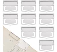 CRASPIRE 14Pcs Book Page Clip Metal Index Tabs 1.1 x 1.4 Inch Silver Stainless Steel Retro Bookmark Line Markers Label Planner Paper Clamp Clips for Reading Notebook Office School Student Accessories