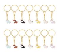 CRASPIRE 14Pcs Cow Enamel Keychains Cute Animal Farm Key Chain 7 Color Hanging Pendant Charm Keyrings Bulk for Purse Car Earphone Bag Wallet Backpack Decorations Party Favors Bulk