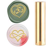 CRASPIRE 15mm Mini Wax Seal Stamp Heart Rings Mobius Ring Love Brass Gold Column Double Sided Sealing Wax Stamps Vintage Retro for Wedding Valentines Day Wedding Party Christmas Envelope Greeting Card