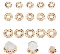 CRASPIRE 15Pcs 3 Size Wood Crystal Sphere Stands Ball Display Sunflower Shape Refined Vintage Mini Wooden Egg Rocks Holder for Show Gemstones Home Collection Decoration Display Cabinets Ornaments