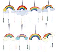 CRASPIRE 16 Pack DIY Wind Chime Kits Make Your Own Rainow Wind Chime Coloring Wooden Easter Craft for DIY Crafts Activity Birthday Summer Christmas Party Decoration