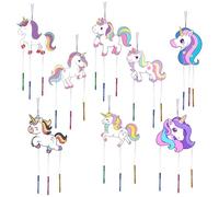 CRASPIRE 16 Pack DIY Wind Chime Kits Make Your Own Unicorn Wind Chime Coloring Wooden Easter Craft for DIY Crafts Activity Birthday Christmas Summer Party Decoration