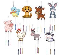 CRASPIRE 16 Pack Wind Chime Kits DIY Make Your Own Animals Wind Chime Coloring Wooden Easter Craft for DIY Crafts Activity Birthday Christmas Summer Party Decoration