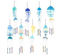 CRASPIRE 16 Pack Wind Chime Kits DIY Make Your Own Fish Wind Chime Coloring Wooden Easter Craft for DIY Crafts Activity Birthday Christmas Summer Party Decoration