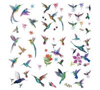 CRASPIRE 16 Styles Hummingbird Wall Decals Flower Stickers Colorful Birds Window Stickers Waterproof Removable Vinyl Wall Art for Restroom Bedroom Living Room Decorations