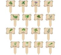 CRASPIRE 16Pcs Herb Wooden Plant Markers Funny Small Wood Garden Plants Labels Word Gardening Tags Sign Accessory for Outdoor Indoor Patio Supplies Vegetable Mint Sage Flower Seed Potted Home Decor