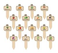 CRASPIRE 16Pcs Vegetable Wooden Plant Markers Small Wood Garden Plants Labels Gardening Tags Signs Accessories for Outdoor Indoor Patio Supplies Seed Potted Herbs Tomato Potato Pumpkin Pea Home Decor