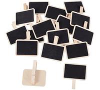 CRASPIRE 16Pcs Wooden Chalkboard Clips Mini Chalk Board Clips Black 2.9 x 2.8 Inch Small Miniature Wood Rectangle Blackboards Message Labels Signs for Party Buffet Food Name Price Tags Message